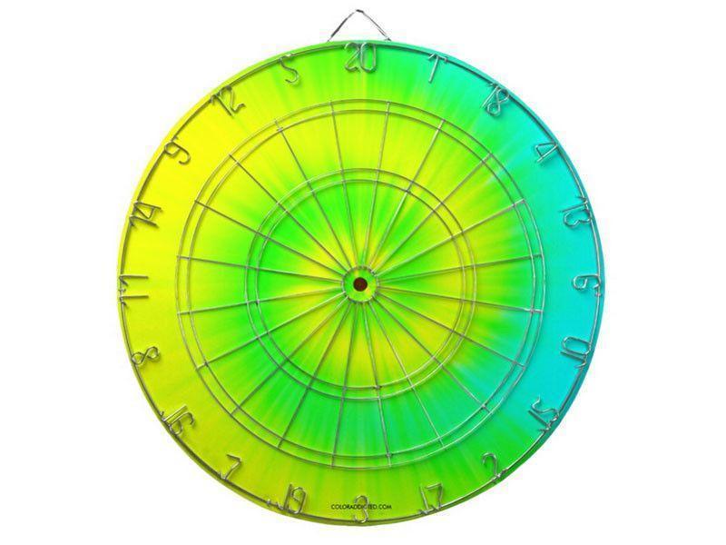 Dartboards-TIE DYE Dartboards (includes 6 Darts)-Yellows &amp; Greens &amp; Turquoise-from COLORADDICTED.COM-