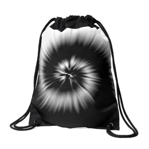 Drawstring Bags-TIE DYE Drawstring Bags-Black & White-from COLORADDICTED.COM-