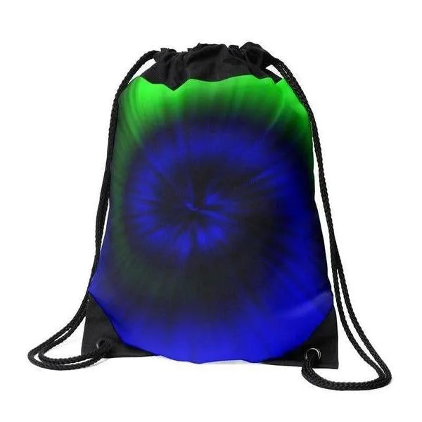 Drawstring Bags-TIE DYE Drawstring Bags-Blues & Greens-from COLORADDICTED.COM-