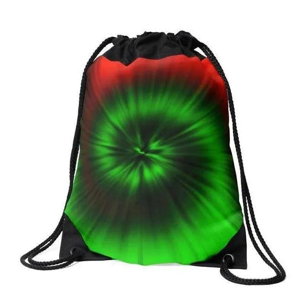 Drawstring Bags-TIE DYE Drawstring Bags-Greens & Reds-from COLORADDICTED.COM-