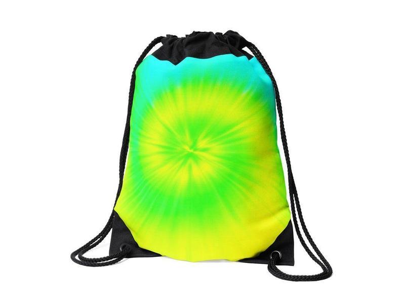 Drawstring Bags-TIE DYE Drawstring Bags-Yellows &amp; Greens &amp; Turquoise-from COLORADDICTED.COM-