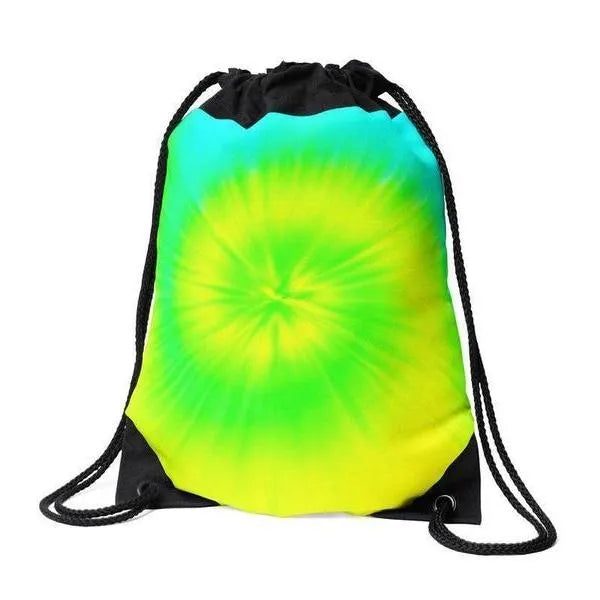 Drawstring Bags-TIE DYE Drawstring Bags-Yellows & Greens & Turquoise-from COLORADDICTED.COM-