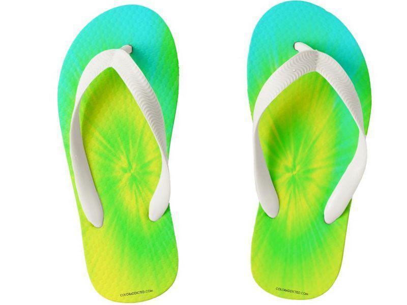 Kids Flip Flops-TIE DYE Kids Flip Flops-Yellows &amp; Greens &amp; Turquoise-from COLORADDICTED.COM-