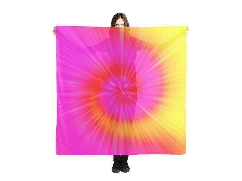 Large Square Scarves &amp; Shawls-TIE DYE Large Square Scarves &amp; Shawls-Fuchsias &amp; Magentas &amp; Reds &amp; Oranges &amp; Yellows-from COLORADDICTED.COM-