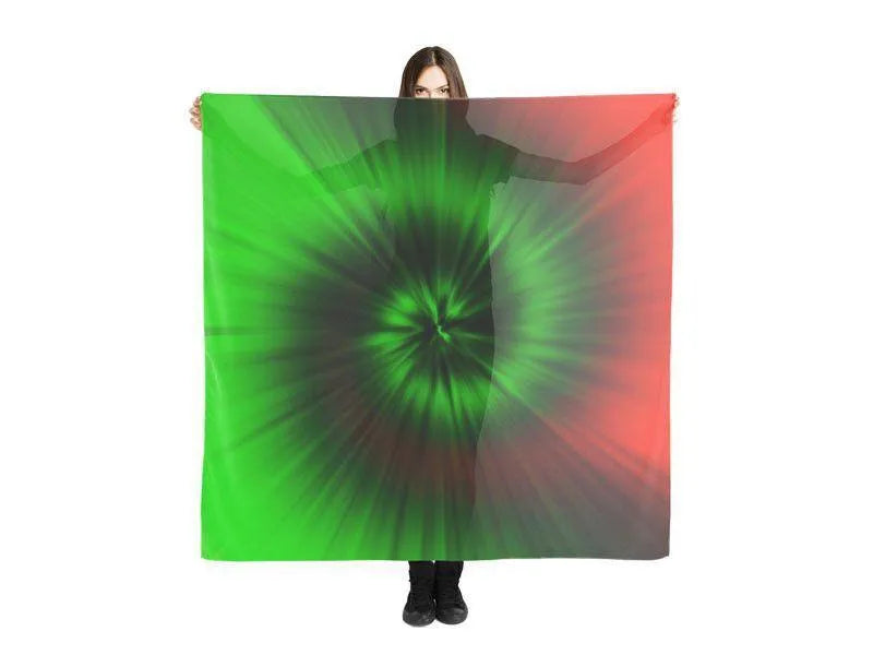 Large Square Scarves & Shawls-TIE DYE Large Square Scarves & Shawls-Greens & Reds-from COLORADDICTED.COM-