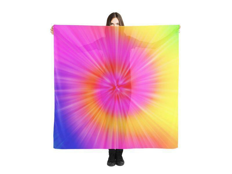 Large Square Scarves &amp; Shawls-TIE DYE Large Square Scarves &amp; Shawls-Rainbow Colors-from COLORADDICTED.COM-