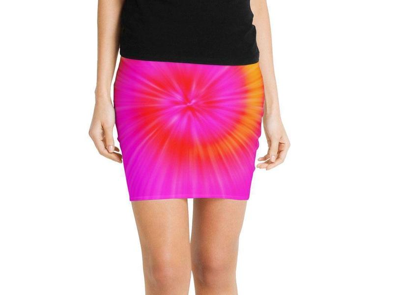 Mini Pencil Skirts-TIE DYE Mini Pencil Skirts-Fuchsias &amp; Magentas &amp; Reds &amp; Oranges &amp; Yellows-from COLORADDICTED.COM-