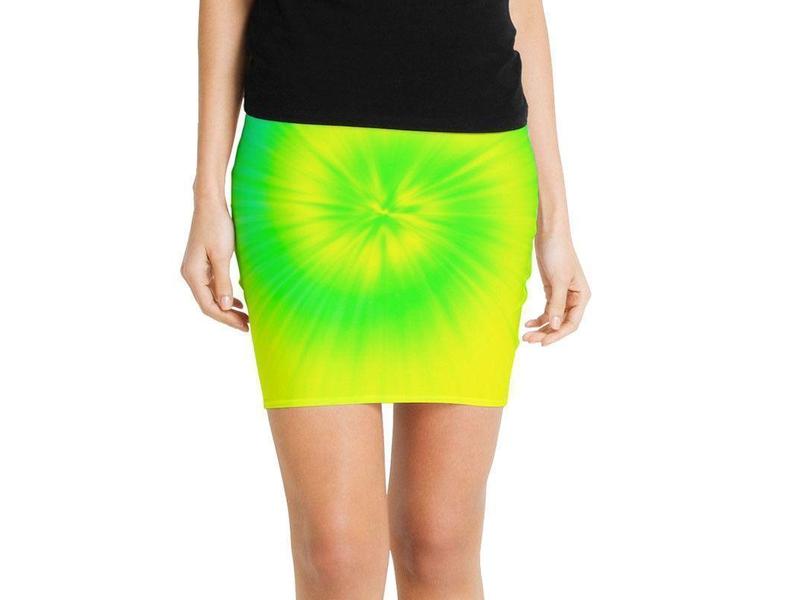 Mini Pencil Skirts-TIE DYE Mini Pencil Skirts-Yellows &amp; Greens &amp; Turquoise-from COLORADDICTED.COM-