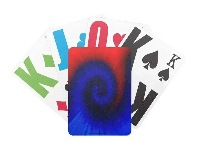 Playing Cards-TIE DYE Premium Bicycle® E-Z See® LoVision® Playing Cards for visually impaired players-Blues & Reds-from COLORADDICTED.COM-