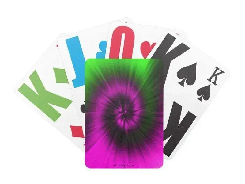 Playing Cards-TIE DYE Premium Bicycle® E-Z See® LoVision® Playing Cards for visually impaired players-Magentas & Greens-from COLORADDICTED.COM-