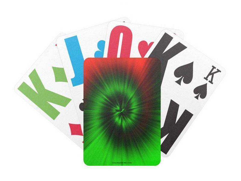 Playing Cards-TIE DYE Premium Bicycle® E-Z See® LoVision® Playing Cards for visually impaired players-Greens &amp; Reds-from COLORADDICTED.COM-