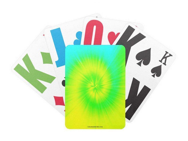 Playing Cards-TIE DYE Premium Bicycle® E-Z See® LoVision® Playing Cards for visually impaired players-Yellows &amp; Greens &amp; Turquoise-from COLORADDICTED.COM-