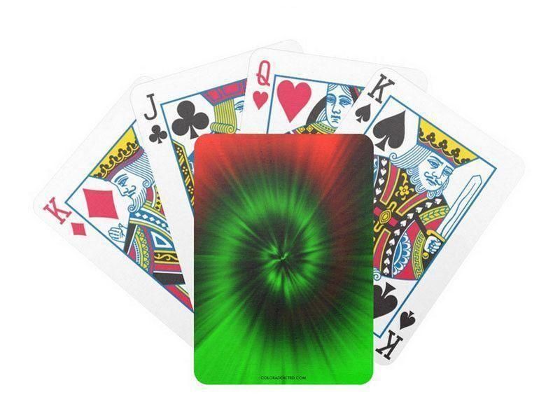 Playing Cards-TIE DYE Premium Bicycle® Playing Cards-Greens &amp; Reds-from COLORADDICTED.COM-