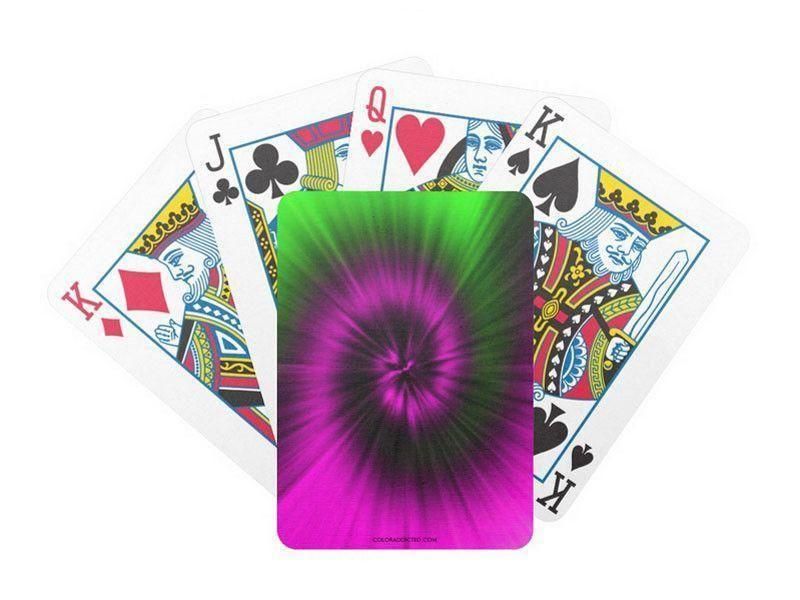Playing Cards-TIE DYE Premium Bicycle® Playing Cards-Magentas &amp; Greens-from COLORADDICTED.COM-