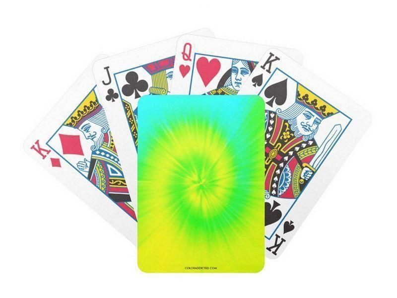 Playing Cards-TIE DYE Premium Bicycle® Playing Cards-Yellows &amp; Greens &amp; Turquoise-from COLORADDICTED.COM-