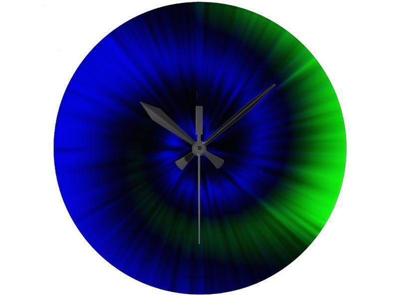 Wall Clocks-TIE DYE Round Wall Clocks-Blues &amp; Greens-from COLORADDICTED.COM-