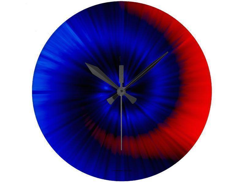 Wall Clocks-TIE DYE Round Wall Clocks-Blues &amp; Reds-from COLORADDICTED.COM-