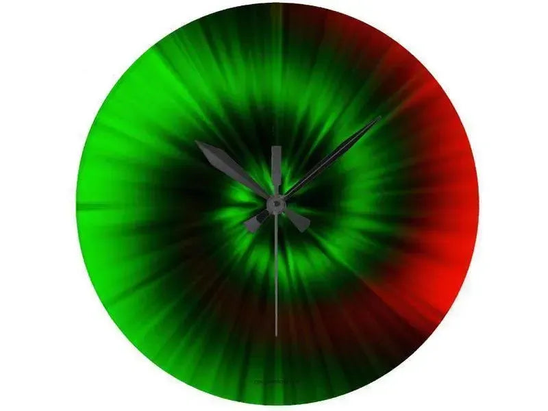 Wall Clocks-TIE DYE Round Wall Clocks-Greens & Reds-from COLORADDICTED.COM-