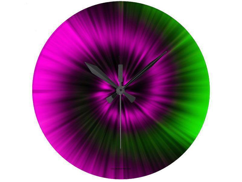 Wall Clocks-TIE DYE Round Wall Clocks-Magentas &amp; Greens-from COLORADDICTED.COM-