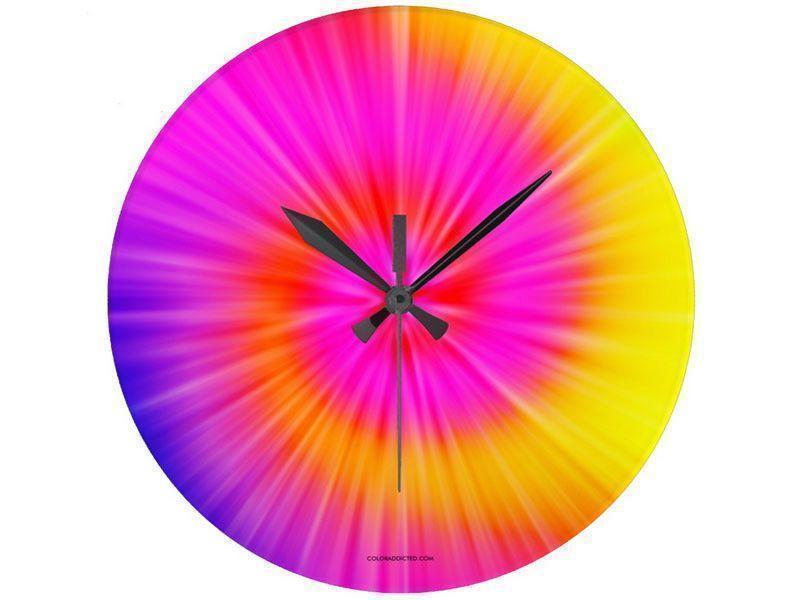 Wall Clocks-TIE DYE Round Wall Clocks-Rainbow Colors-from COLORADDICTED.COM-