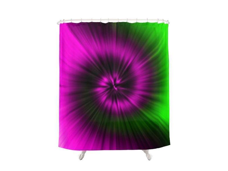 Shower Curtains-TIE DYE Shower Curtains-Magentas &amp; Greens-from COLORADDICTED.COM-