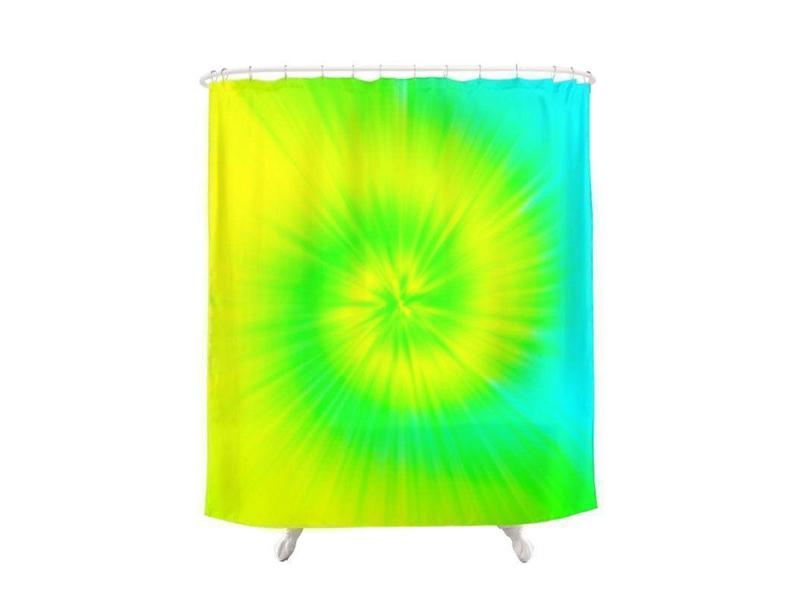 Shower Curtains-TIE DYE Shower Curtains-Yellows, Greens &amp; Turquoise-from COLORADDICTED.COM-