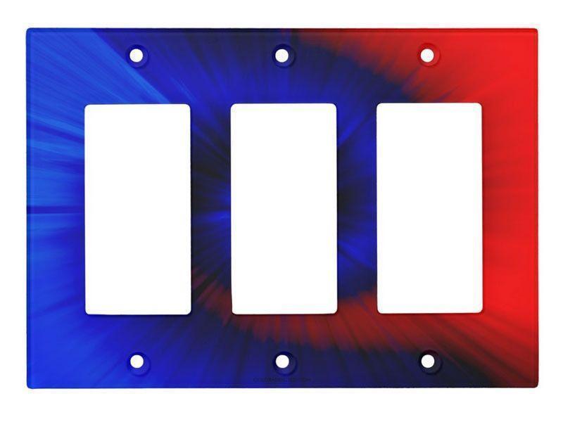 Light Switch Covers-TIE DYE Single, Double &amp; Triple-Rocker Light Switch Covers-Blues &amp; Reds-from COLORADDICTED.COM-