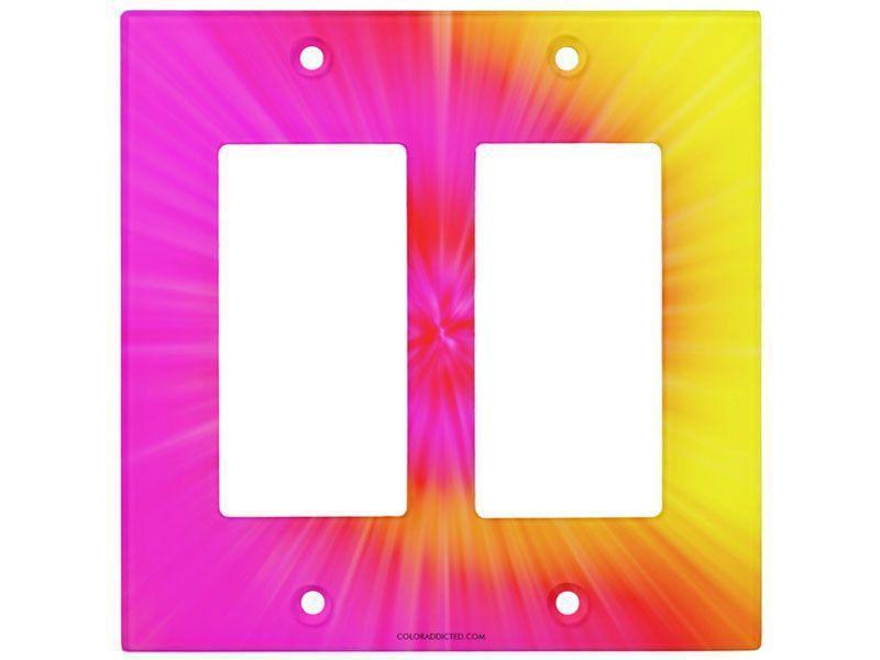 Light Switch Covers-TIE DYE Single, Double &amp; Triple-Rocker Light Switch Covers-Fuchsias &amp; Magentas &amp; Reds &amp; Oranges &amp; Yellows-from COLORADDICTED.COM-
