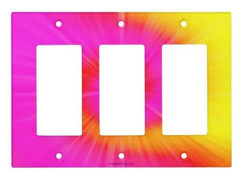Rocker Light Switch Covers-TIE DYE Single, Double & Triple-Rocker Light Switch Covers-Fuchsias & Magentas & Reds & Oranges & Yellows-from COLORADDICTED.COM-