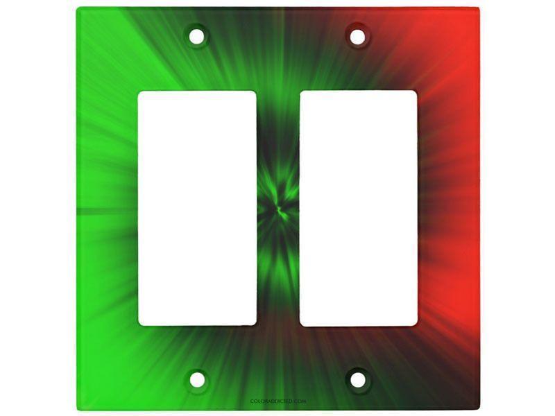 Light Switch Covers-TIE DYE Single, Double &amp; Triple-Rocker Light Switch Covers-Greens &amp; Reds-from COLORADDICTED.COM-