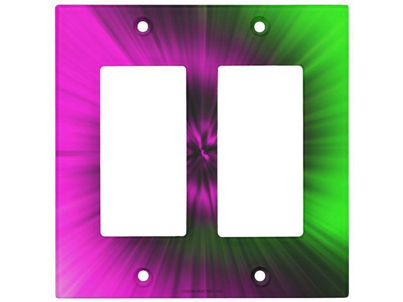 Light Switch Covers-TIE DYE Single, Double &amp; Triple-Rocker Light Switch Covers-Magentas &amp; Greens-from COLORADDICTED.COM-