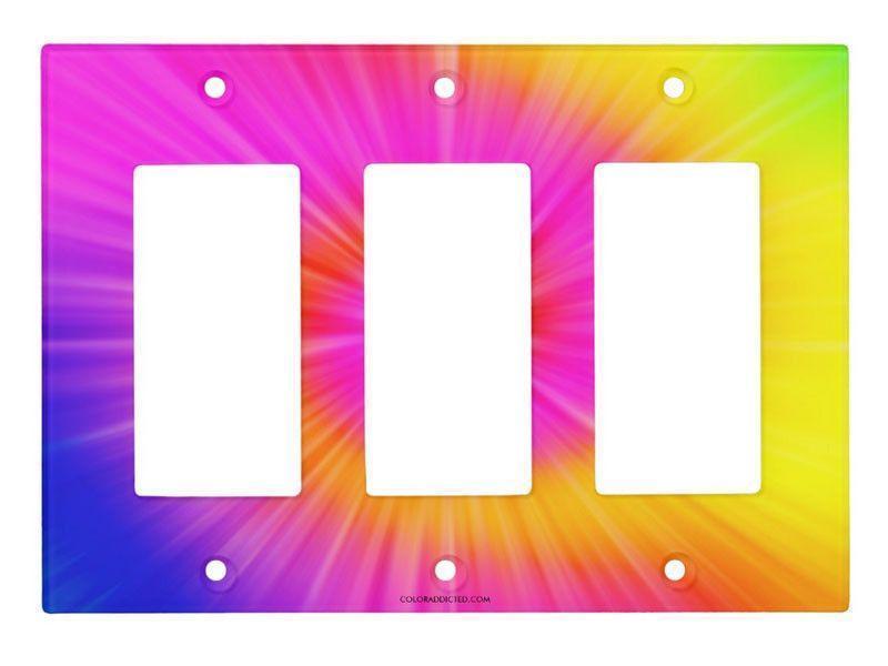 Light Switch Covers-TIE DYE Single, Double &amp; Triple-Rocker Light Switch Covers-Rainbow Colors-from COLORADDICTED.COM-