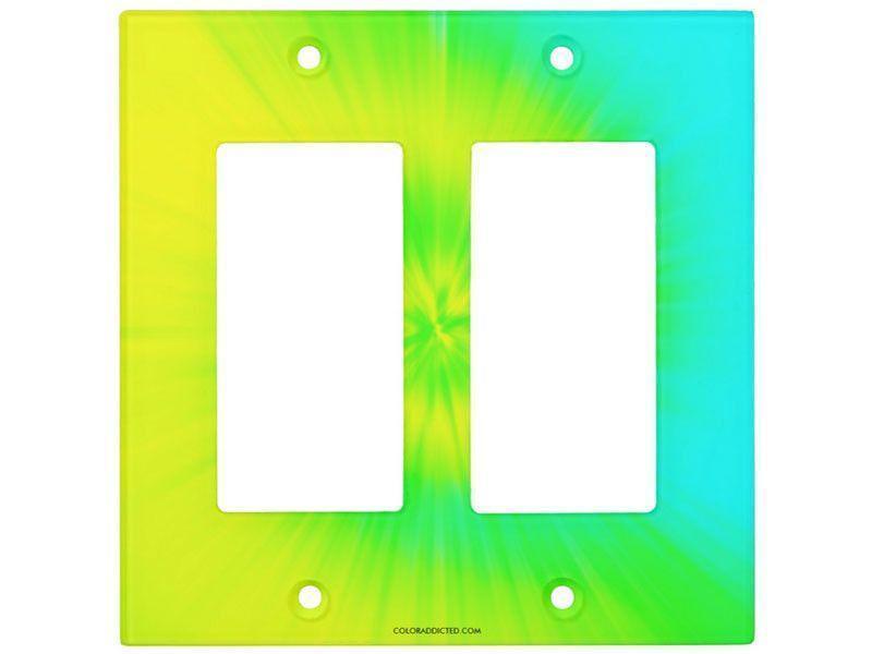 Light Switch Covers-TIE DYE Single, Double &amp; Triple-Rocker Light Switch Covers-Yellows &amp; Greens &amp; Turquoise-from COLORADDICTED.COM-