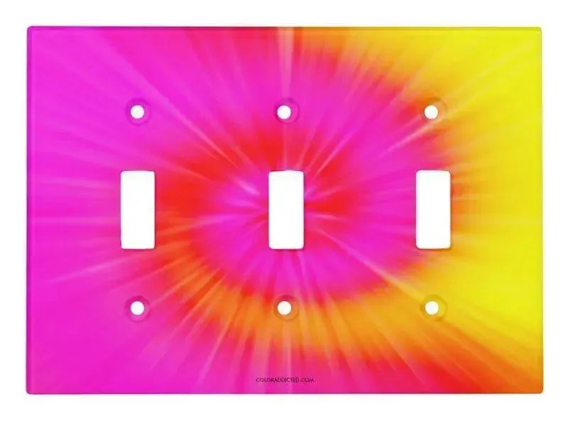Toggle Light Switch Covers-TIE DYE Single, Double & Triple-Toggle Light Switch Covers-Fuchsias & Magentas & Reds & Oranges & Yellows-from COLORADDICTED.COM-