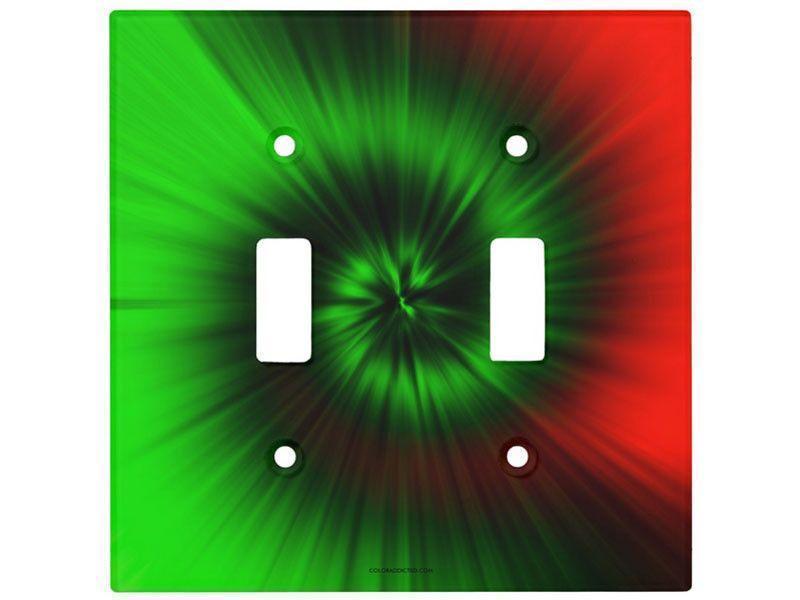 Light Switch Covers-TIE DYE Single, Double &amp; Triple-Toggle Light Switch Covers-Greens &amp; Reds-from COLORADDICTED.COM-