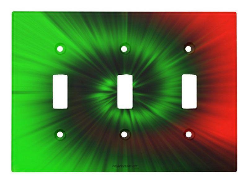 Light Switch Covers-TIE DYE Single, Double &amp; Triple-Toggle Light Switch Covers-Greens &amp; Reds-from COLORADDICTED.COM-