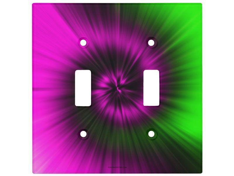 Light Switch Covers-TIE DYE Single, Double &amp; Triple-Toggle Light Switch Covers-Magentas &amp; Greens-from COLORADDICTED.COM-