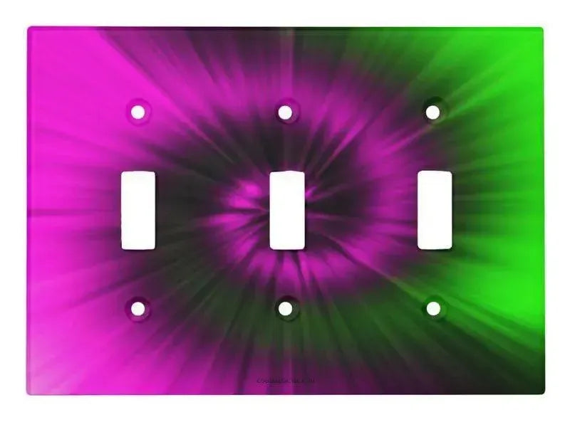 Toggle Light Switch Covers-TIE DYE Single, Double & Triple-Toggle Light Switch Covers-Magentas & Greens-from COLORADDICTED.COM-