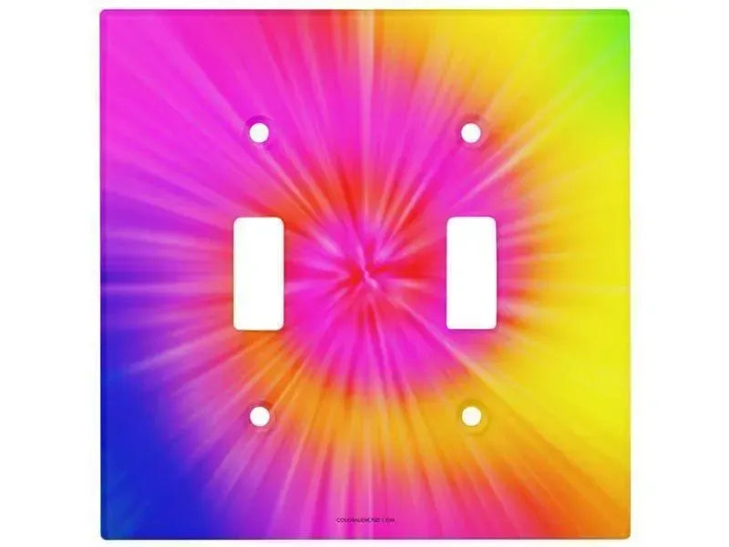 Toggle Light Switch Covers-TIE DYE Single, Double & Triple-Toggle Light Switch Covers-Rainbow Colors-from COLORADDICTED.COM-