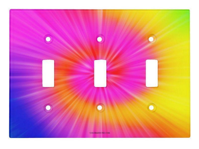 Light Switch Covers-TIE DYE Single, Double &amp; Triple-Toggle Light Switch Covers-Rainbow Colors-from COLORADDICTED.COM-