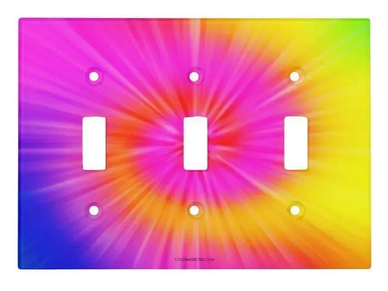 Toggle Light Switch Covers-TIE DYE Single, Double & Triple-Toggle Light Switch Covers-Rainbow Colors-from COLORADDICTED.COM-