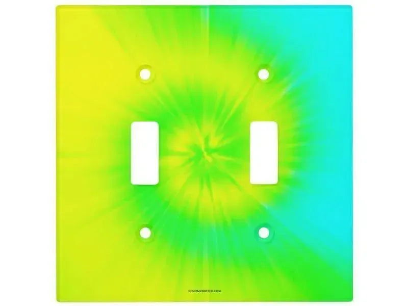 Toggle Light Switch Covers-TIE DYE Single, Double & Triple-Toggle Light Switch Covers-Yellows & Greens & Turquoise-from COLORADDICTED.COM-