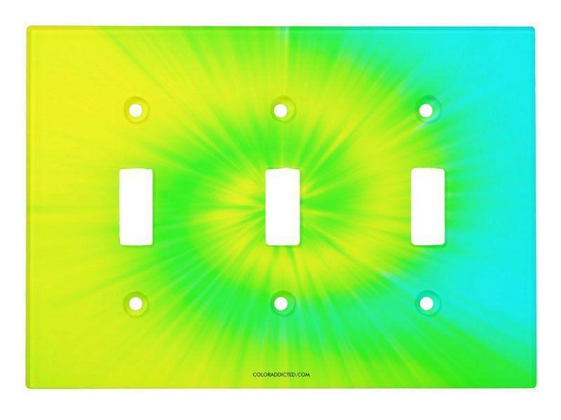 Light Switch Covers-TIE DYE Single, Double &amp; Triple-Toggle Light Switch Covers-Yellows &amp; Greens &amp; Turquoise-from COLORADDICTED.COM-