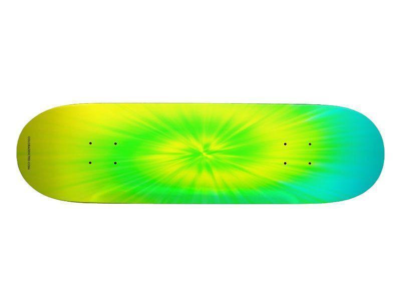 Skateboard Decks-TIE DYE Skateboard Decks-Yellows &amp; Greens &amp; Turquoise-from COLORADDICTED.COM-