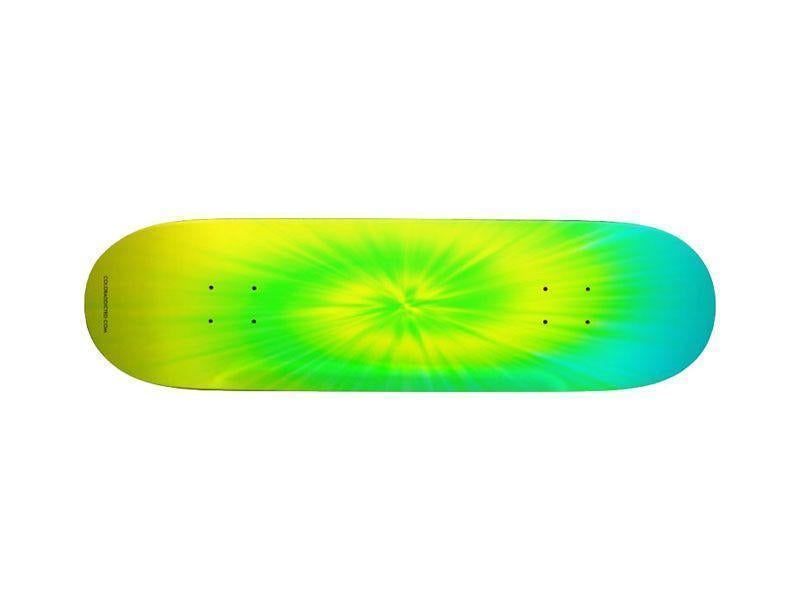 Skateboard Decks-TIE DYE Skateboard Decks-Yellows &amp; Greens &amp; Turquoise-from COLORADDICTED.COM-
