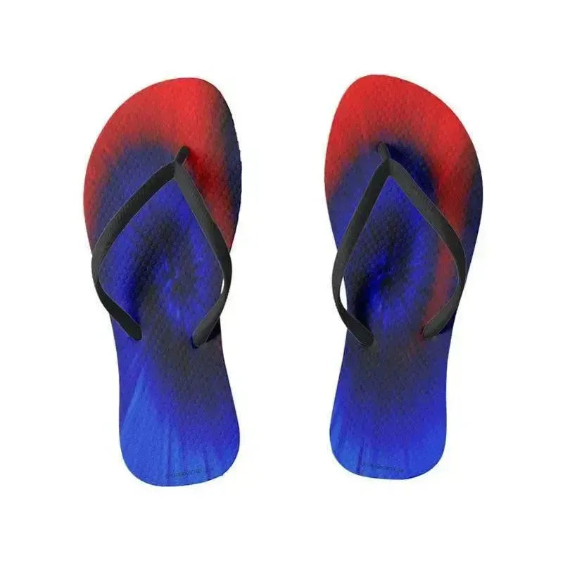 Flip Flops-TIE DYE Slim-Strap Flip Flops-Blues & Reds-from COLORADDICTED.COM-