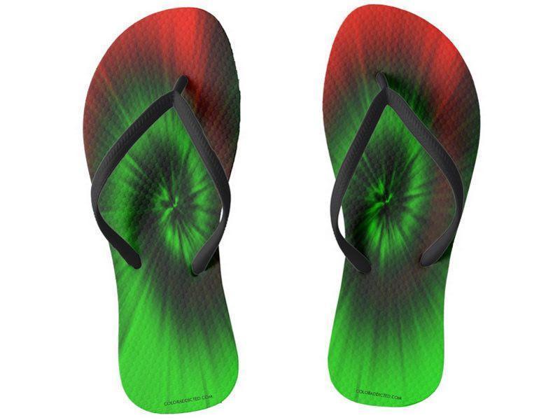 Flip Flops-TIE DYE Slim-Strap Flip Flops-Greens &amp; Reds-from COLORADDICTED.COM-