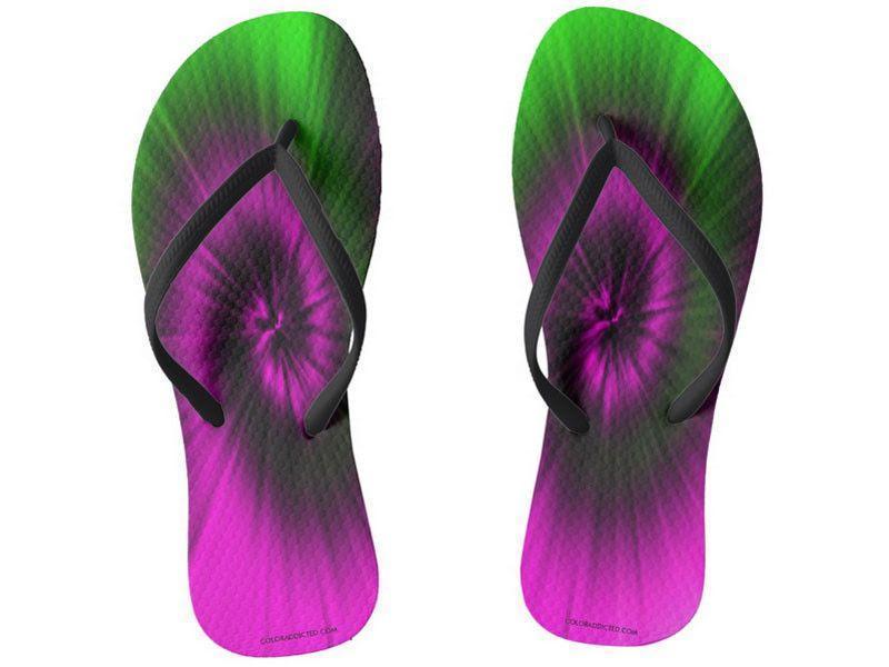 Flip Flops-TIE DYE Slim-Strap Flip Flops-Magentas &amp; Greens-from COLORADDICTED.COM-