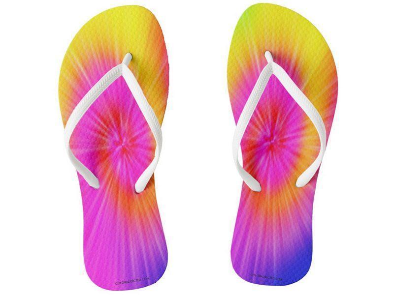 Flip Flops-TIE DYE Slim-Strap Flip Flops-Rainbow Colors-from COLORADDICTED.COM-