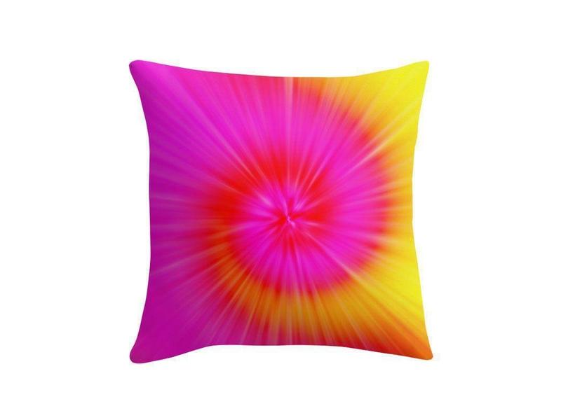 Throw Pillows &amp; Throw Pillow Cases-TIE DYE Throw Pillows &amp; Throw Pillow Cases-Fuchsias &amp; Magentas &amp; Reds &amp; Oranges &amp; Yellows-from COLORADDICTED.COM-